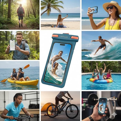 wellhouse 3D Waterproof Phone Pouch with Lanyard,Premium TPU100FT Deep Waterproof Phone Case for iPhone 17 16 15 14 13 12 Pro Max XS Samsung,Snorkeling, Surfing, Kayaking,Skiing,Hot Springs