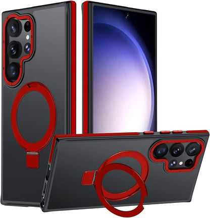 for Samsung Galaxy S23 Ultra Case, Magnetic Adjustable Ring Stand [Fit for Magsafe], [Military-Grade Shockproof Protection] Phone Case for S23 Ultra Case with Kickstand&Ring Holder 3 Red