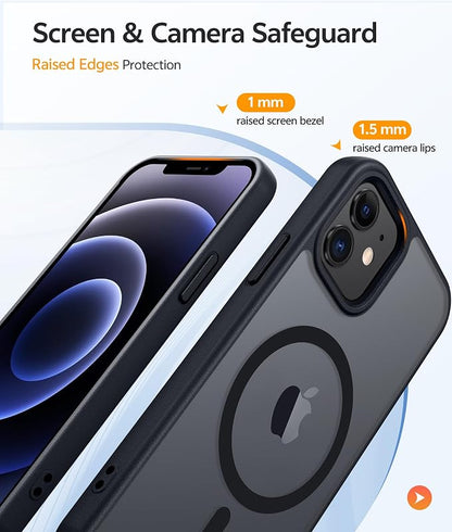 FNTCASE for iPhone 13 Mini Case: for iPhone 12 Mini Case [Compatible with Magsafe] Translucent Matte Magnetic Phone Cover - Military Grade Drop Protection Shockproof Protective Cases - Black
