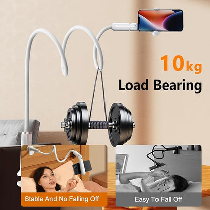 Gooseneck Phone Holder for Bed, Flexible Long Arm Cell Phone Stand with Clamp Mount, 900°Rotation Overhead Phone Mount for Bedside,Headboard,Desk, Universal for 4-7" Phone (35.43 Inches Length)
