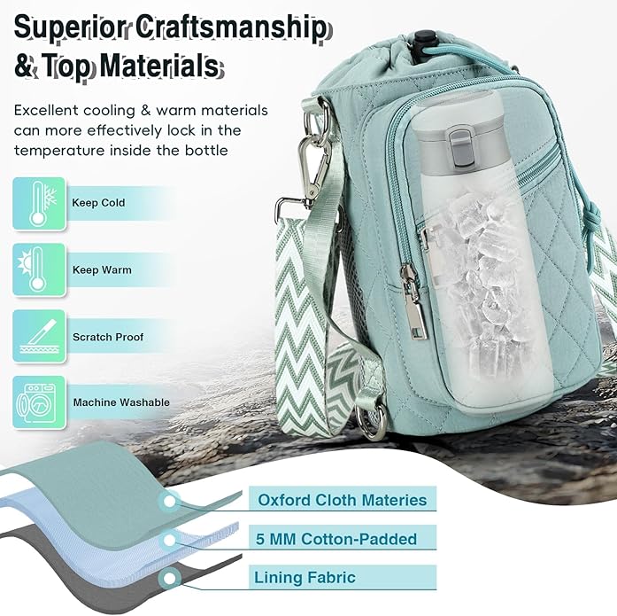 AGLOD Water Bottle Carrier Bag with Strap, Water Bottle Holder Crossbody Bags for Women Men for Walking, Hiking,Cycling