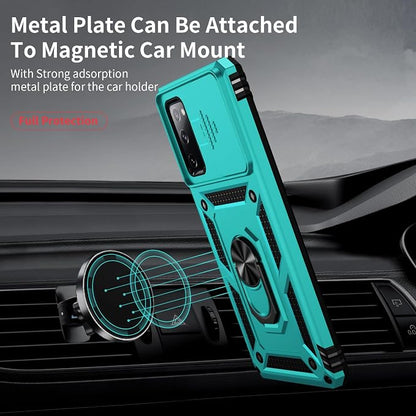 Weycolor for Samsung Galaxy S20 FE 5G Case with Camera Lens Cover, HD Screen Protector, 10 FT Military Grade Drop Protection, Magnetic Ring Holder Kickstand Protective Phone Case, Ice Green