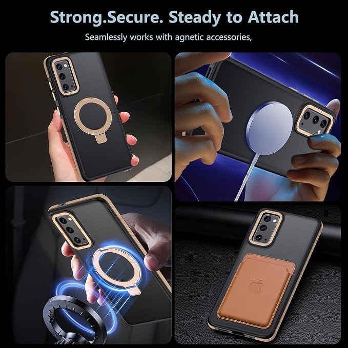 for Samsung Galaxy S20 FE Case, Magnetic Adjustable Ring Stand [Fit for Magsafe], [Military-Grade Shockproof Protection] Phone Case with Kickstand&Ring Holder (Desert Gold)