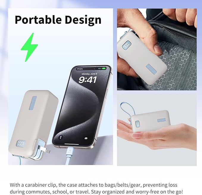 Case for Anker Nano 3-in-1 Portable Charger 10000mAh – Washable Protection Sleeve, Full Access to Charging Ports, Shockproof, Drop-Resistant, with Case-Friendly Charging[Gray]