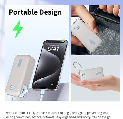 Case for Anker Nano 3-in-1 Portable Charger 10000mAh – Washable Protection Sleeve, Full Access to Charging Ports, Shockproof, Drop-Resistant, with Case-Friendly Charging[Gray]
