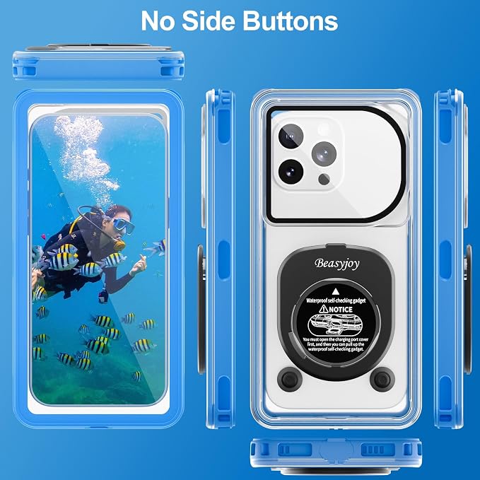 Beasyjoy Waterproof Phone Case, Underwater Phone Case for Snorkeling, Universal IPX8 Diving Pouch with Lanyard for iPhone Samsung Google Moto Series-NOT Fit Snugly Touchscreen Operated Only-Dark Blue