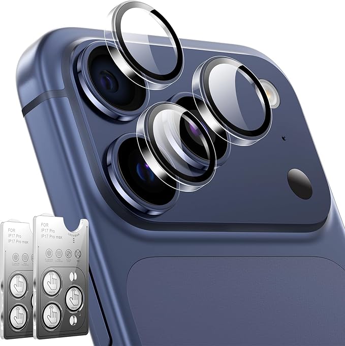 LK for iPhone 17 Pro/17 Pro Max Camera Lens Protector [Top 9H+ Military Grade Shatterproof] One-Click Installation, Ultra-Tough HD, Individual Lens Protectors Scratch-resistant, Clear