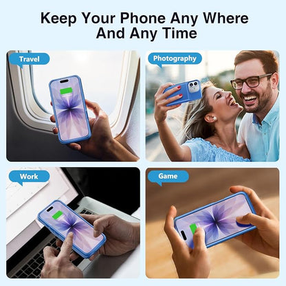 BOPPS Battery Case for iPhone 17,Ultra-Powerful 8500mAh Portable Rechargeable Protective Extended Charger Cover for iPhone 17 Charging Case-6.3inch，Blue