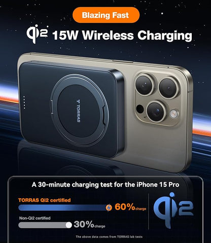 TORRAS Ostand 10,000mAh QI2 Magnetic Battery Pack with Stand & Magnetic Case — Buy Together to Save 15%