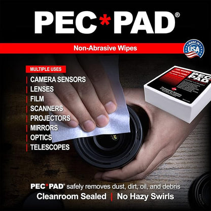 PEC-PAD Lint Free Wipes and Eclipse Optic Cleaning Solution - Non-Abrasive 4" x 4" Lens Wipes for Phone, Camera, Computer, and All Sensitive Glass - Cleaning Kit - (59ml) 2oz