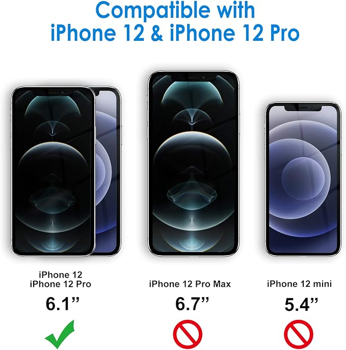 JETech Screen Protector for iPhone 12/12 Pro, 2-Pack | HD Clear, Face ID Compatible, Anti-Scratch Glass