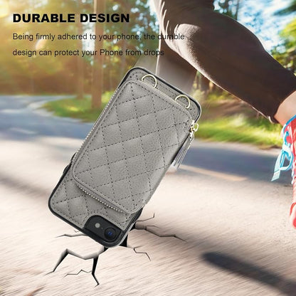 Bocasal Crossbody Wallet Case for iPhone SE 2022/SE 2020/8/7, RFID Blocking PU Leather Zipper Handbag Purse Flip Cover, Kickstand Folio Case with Card Slots Holder Wrist Strap Lanyard 4.7 Inch (Grey)