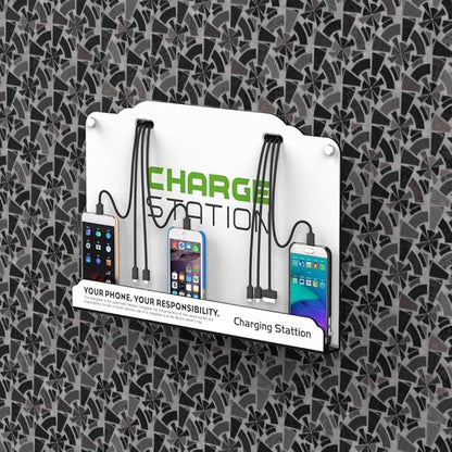 Wall Mounted Cell Phone Charging Station High Speed Cables with 8 Ports Applicable Airport Hospitals Banks Hotel Shopping Malls and Public Places