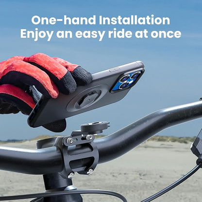 Out-Front Bike Phone Mount – 4-Point Buckle Quick Release | Aluminum CNC Holder with Light/GoPro Mount | Fits 4.0–6.7” Smartphones | Road Cycling