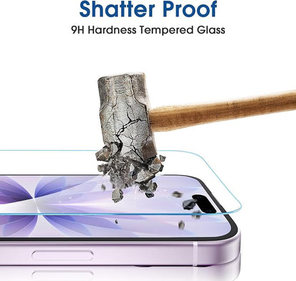 amFilm OneTouch Screen Protector for iPhone 17 6.3'' 2025 + Camera Lens Protector | Auto-Alignment install | Bubble Free | 9H+ Military-Grade Tempered Glass | FHD Clarity | Case Friendly | 2+2 Pack