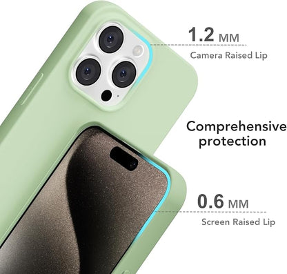 for iPhone 15 Pro Max Case Silicone Compatible with Magsafe Case, Ultra Slim Thin Magnetic Phone Cases Mag Safe, Cute Soft Rubber Gel Matte Plain Wireless Charging Cover for Women, Sage Green