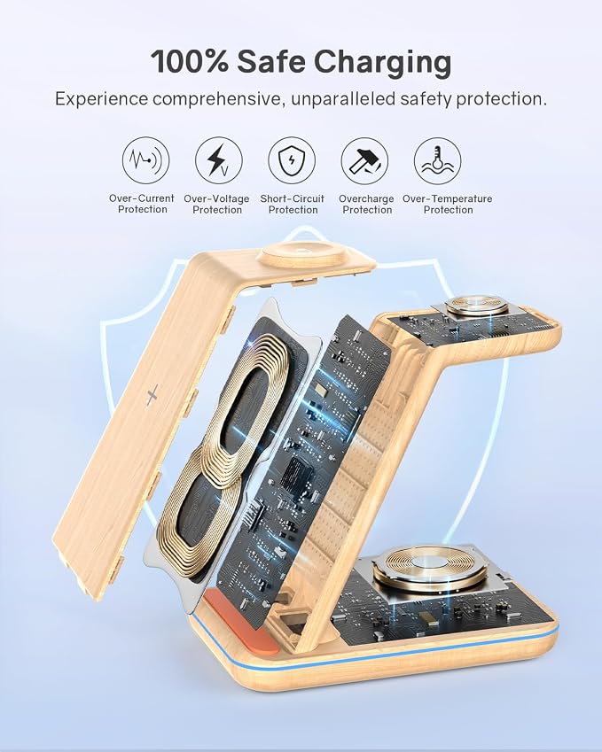 3 in 1 Wireless Charging, Wireless Charger Stand for Multiple Apple Devices, Wireless Charger for iPhone 17 16 15 14 13 12 11 Pro Max XS XR 8, Apple Watch 11 9 8 7 6 SE 5 4 3 2, AirPods 4/3/2/Pro