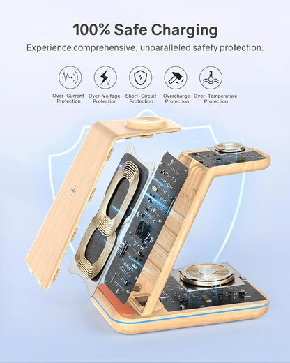 3 in 1 Wireless Charging, Wireless Charger Stand for Multiple Apple Devices, Wireless Charger for iPhone 17 16 15 14 13 12 11 Pro Max XS XR 8, Apple Watch 11 9 8 7 6 SE 5 4 3 2, AirPods 4/3/2/Pro