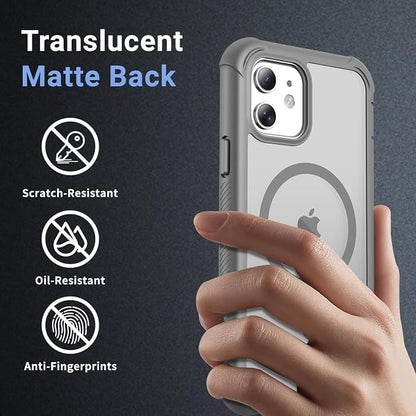 jaroco Magnetic for iPhone 12/12 Pro Case, [Compatible with MagSafe][Military Grade Drop Protection][Heavy Duty Protection][Non-Slip][Shockproof] 2-Layer Durable Bumper Phone Case 6.1''-Gray