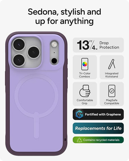 ZAGG Sedona Snap Case for iPhone 17 Pro - Purple Dusty Grape, Drop Protection (13ft/4m), Graphene-Reinforced Multi-Layer Protection, MagSafe Phone Case with Impact-Absorbing Bumpers, Slim