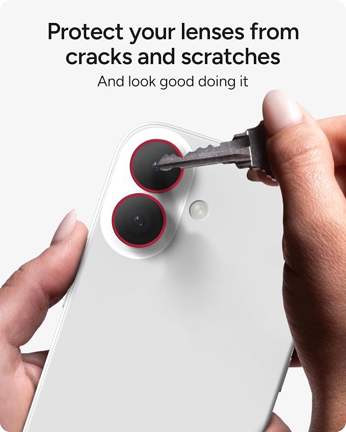 ZAGG iPhone Camera Lens Protector for iPhone 17/16/ 16 Plus - Pink, Camera Ring, Maximum Impact & Scratch Protection, Anti-Reflective Technology, Smudge-Resistant, Precise Fit, Glass Elite