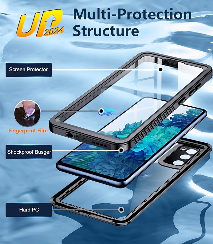Temdan for Samsung Galaxy S20 FE Case Waterproof, [Military-Grade Drop Protection] [IP68 Underwater] Full Body Heavy Duty Rugged Shock-Proof Case for S20 FE 6.5''-Black