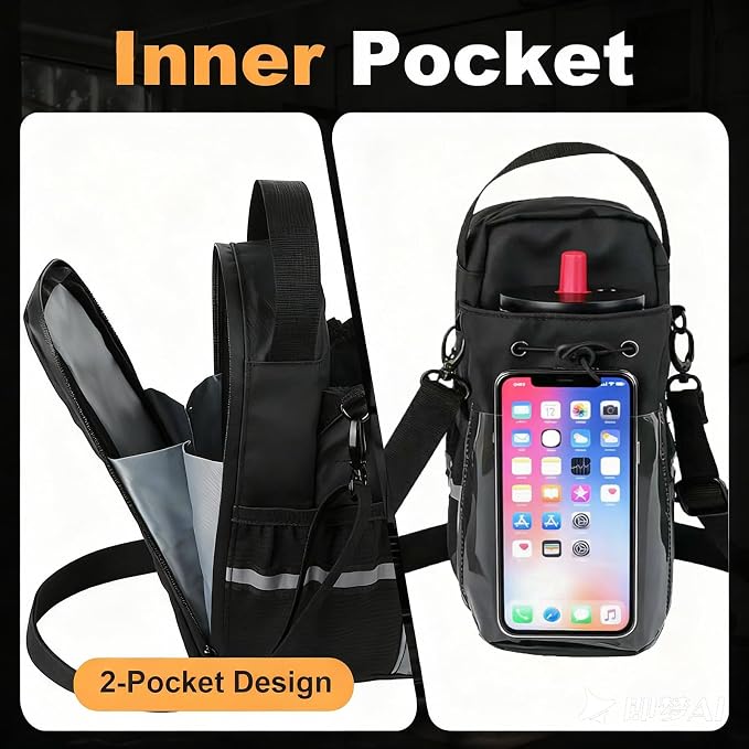 Magnetic Gym Bag for Men & Women – Strong Magnetic Water Bottle Holder & Touch-Screen Phone Pocket | Adjustable Strap Sling Bag for Gym, Travel, Sports | Keep Items Secure & Off Dirty Floors