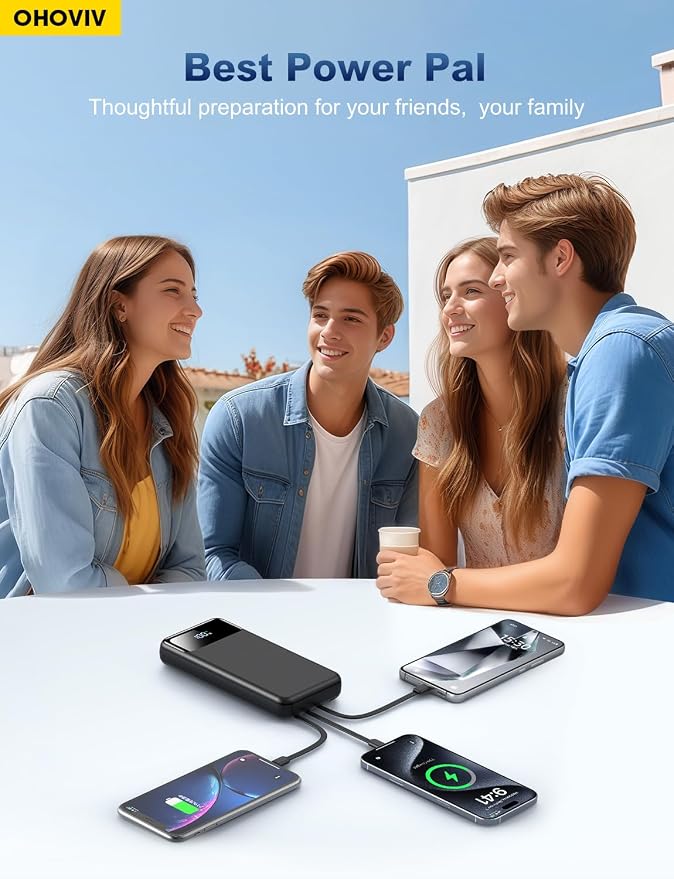 Portable Charger Power Bank 50000mAh Battery Pack, 22.5W Fast Charging PowerBank with Built in Cables,Travel Essential USB-C Portable Phone Charger for iPhone Samsung Pixel Android iPad
