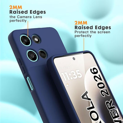 for Motorola Moto G Power (2026) Case, 2 Pack Tempered Glass Screen Protectors, Soft TPU Silicone Shockproof Gel Cover-Midnight Blue