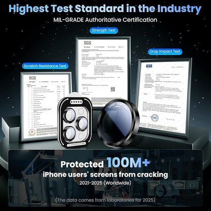 Uyiton for iPhone (17/16/15/14 Pro Max) and iPhone (17/16/15/14 Pro) Camera Lens Protector - Military-Grade Tempered Glass Metal Camera Cover, Easy to Install, Black Titanium
