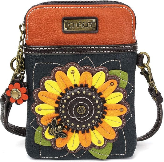 CHALA Plant Life Collection Cell Phone Crossbody Purse-Women PU Leather/Canvas Multicolor Handbag with Adjustable Strap