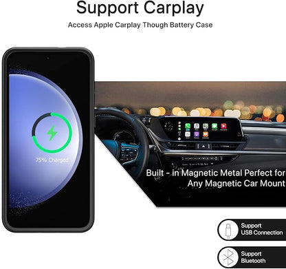Battery Case for Galaxy S23,[10000mAh] High Capacity Rechargeable Portable Protective Extended Charger Cover Compatible with Galaxy S23 (6.1 inch) Wireless Charging Case with Screen Protector-Black