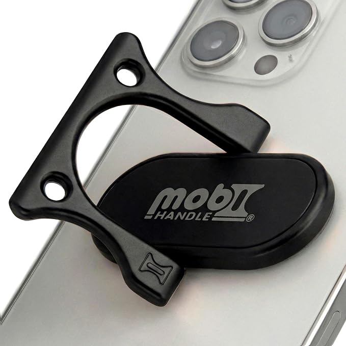 Patented 3-Finger Phone Grip & Stand - Comfortable & Secure Loop Holder for iPhone & Android - Ultra-Slim Zinc Alloy - Magnetic Mount Ready - Cell Phone Ring Alternative [Black Matte]