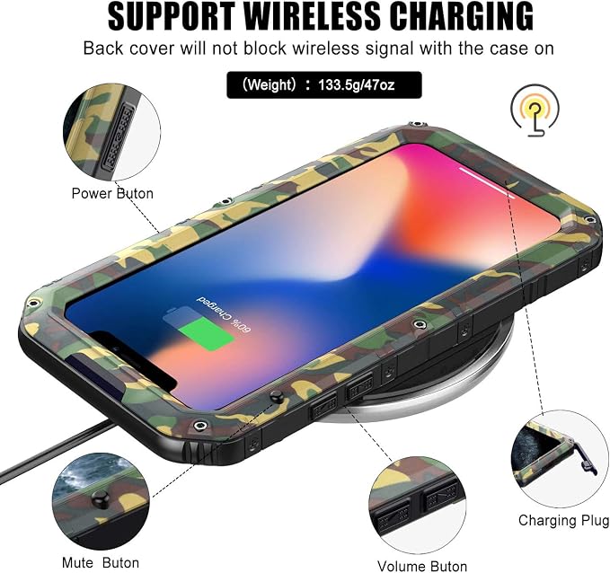 Mitywah Waterproof Case for iPhone 11 Pro, Heavy Duty Military Grade Shockproof Cover Built-in Screen Protection, Rugged Thick Full Body Protect Metal Case for iPhone 11 Pro, Camouflage