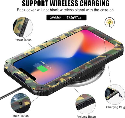 Mitywah Waterproof Case for iPhone 11 Pro, Heavy Duty Military Grade Shockproof Cover Built-in Screen Protection, Rugged Thick Full Body Protect Metal Case for iPhone 11 Pro, Camouflage