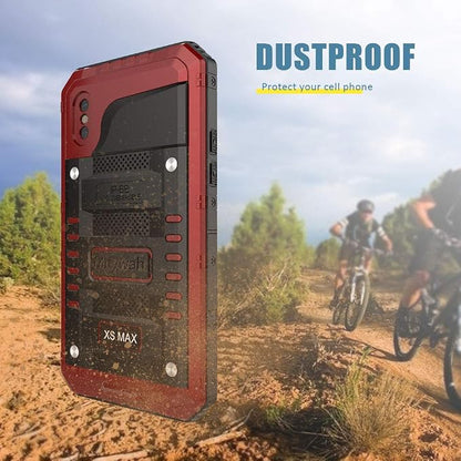 Mitywah Waterproof Case for iPhone Xs MAX, [Heavy Duty ] [Military Grade Defender] Phone Case [Metal] [Full Body Protective] Cover Built-in [Shield Screen Protection] [Shockproof] Armor Case, Red