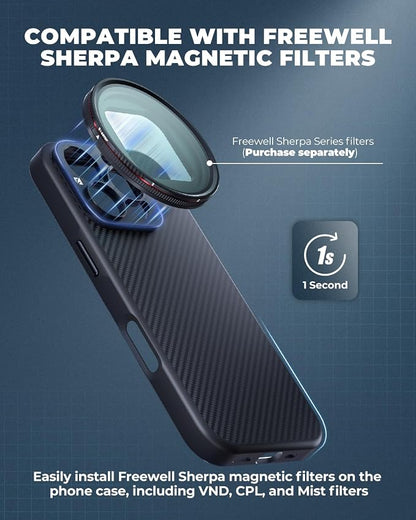 FREEWELL Pro Filmmaker Case for iPhone 13 Pro Max - Magnetic Filter & 17mm Lens Mount Black