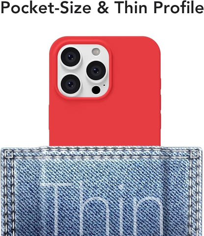 for iPhone 14 Pro Max Case Silicone Compatible with Magsafe Case, Ultra Slim Thin Magnetic Phone Cases Mag Safe, Cute Soft Rubber Gel TPU Matte Plain Wireless Charging Cover for Women, Red