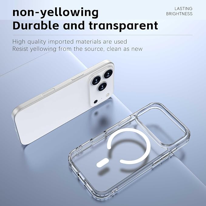 Magnetic Designed for iPhone 17 Pro Case Clear, [Compatible with Magsafe] [Not Yellowing] [Military-Grade Drop Protection] Clear Phone Cases for Apple iPhone 17 Pro - 6.3 Inch 2025