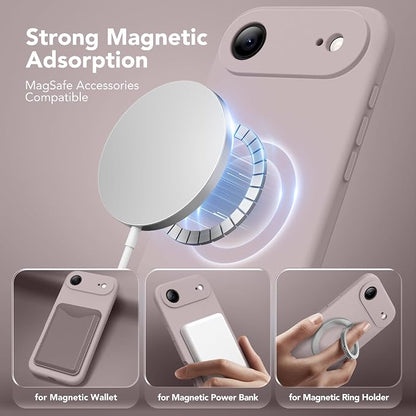 Magnetic for iPhone Air Case, Compatible with MagSafe, [Full Camera Protection][Screen Protector] Silicone Shockproof Protective Phone Case for iPhone 17 Air 6.5", Hazel