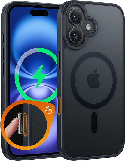 FNTCASE for iPhone 16 Case: Camera Control Capture Protection Magnetic Matte Translucent Phone Case | Military Grade Drop-Proof Shockproof Thin Rugged Protective Cover