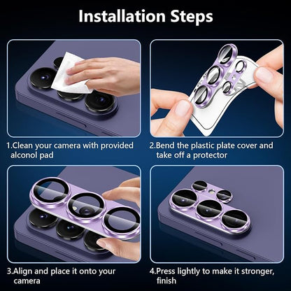 for Samsung Galaxy S26 Ultra Camera Lens Protector, Electroplated Matte Back with 9H Tempered Glass Lens Protector, [Strong Adsorption] [Case-Friendly] Metal Ring HD Clear Lens Cover, Purple