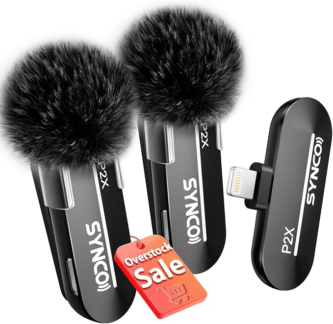 SYNCO Wireless Lavalier Microphone for iPhone, P2XL Professional Lapel Clip on Mics for Vlogging, Tiktok, YouTube Video Recording, Best External Lav Microphone for iPhone 14/13/12/11/X Lightning iOS