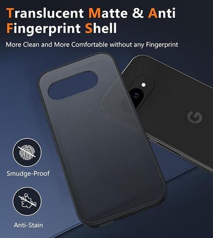 FNTCASE for Google Pixel 9a Case: Frosted Translucent Matte Shockproof Slim Protective Case - Military Grade Drop Proof Anti-Fingerprint Hard Back Cell Phone Cover (6.3 inch/Black) | Frosted, Translucent, Matte, Shockproof, Slim, Military Grade