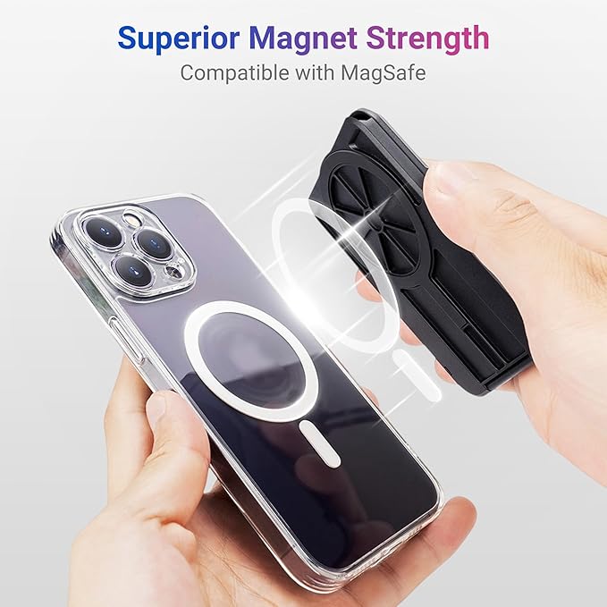 PROfezzion 2-in-1 for MagSafe Wallet Stand, RFID Blocking Magnetic Card Holder Fit 4 Cards, Heavy Duty Hardshell Wallet for iPhone 17 16 15 14 13 12 Pro Max Plus & MagSafe Case (Not for 13/12 Mini)