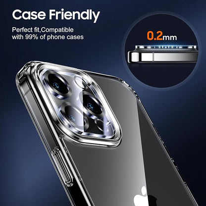 UniqueMe for 3 Pack iPhone 16 Pro/iPhone 16 Pro Max Camera Lens Protector - [Drop Protection] [Case Friendly] 9H Tempered Glass Camera Cover Screen [Update New Version] - Matte Black