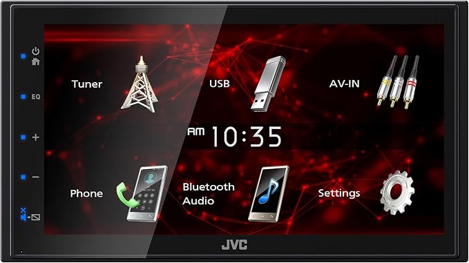 JVC KW-M180bt 6.8" Car Monitor iPhone Android Bluetooth Receiver USB/3 Pre-Outs Bundle with Backup Camera