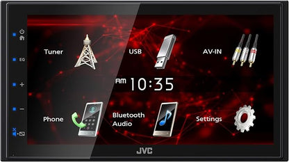 JVC KW-M180bt 6.8" Car Monitor iPhone Android Bluetooth Receiver USB/3 Pre-Outs Bundle with Backup Camera