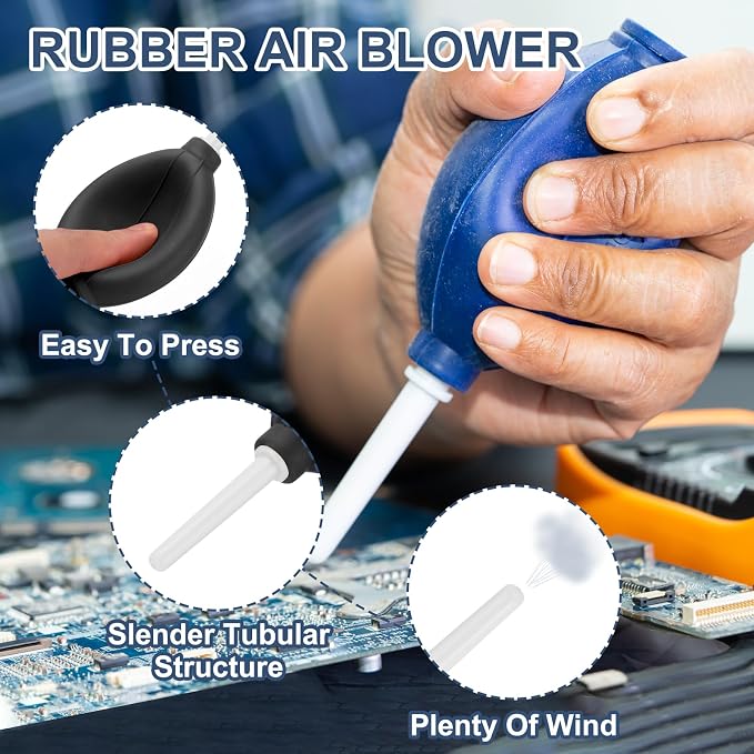 PATIKIL Soft Tip Air Blower Dust Blaster, 3 Pcs Rubber Bulb Air Pump Dust Blower Cleaner Cameras Lens Cleaning Tool with Long Nozzle for Camera Lens Computer Keyboard, Black/White