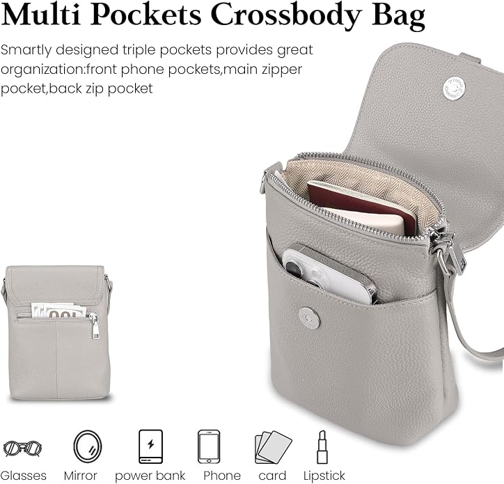 befen Genuine Leather Small Crossbody Bags for Women, Womens Cell Phone Purses Cross body Bag Purse with RFID Card Slots